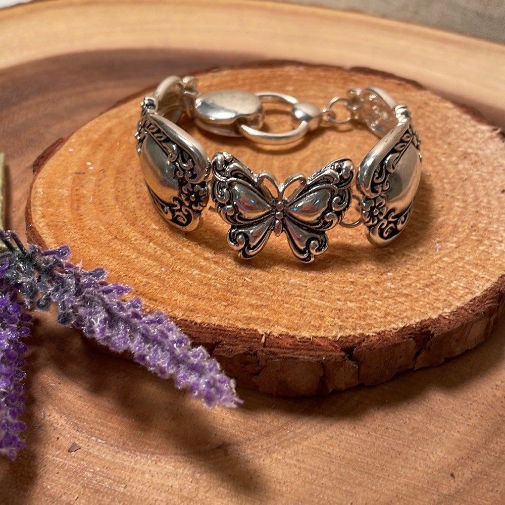 Magnetic silver butterfly bracelet. Unique piece.